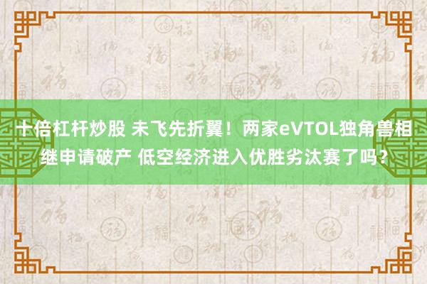 十倍杠桿炒股 未飛先折翼！兩家eVTOL獨角獸相繼申請破產(chǎn) 低空經(jīng)濟進入優(yōu)勝劣汰賽了嗎？