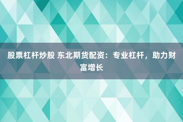 股票杠桿炒股 東北期貨配資：專業(yè)杠桿，助力財富增長