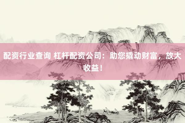 配資行業(yè)查詢 杠桿配資公司：助您撬動(dòng)財(cái)富，放大收益！