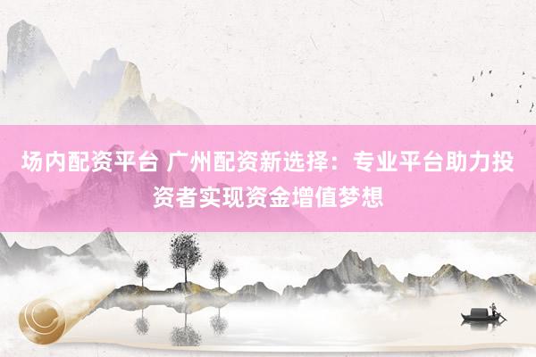 場內配資平臺 廣州配資新選擇：專業(yè)平臺助力投資者實現資金增值夢想